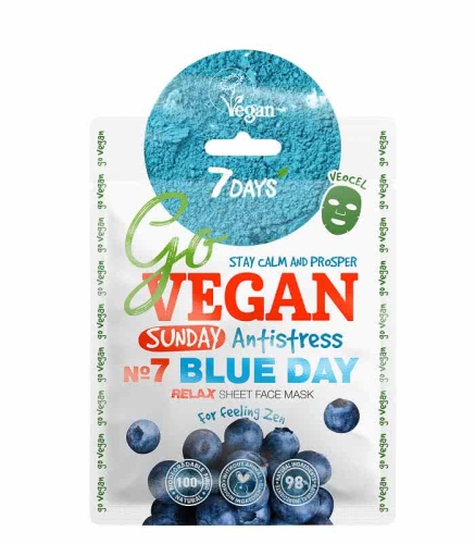 7DAYS GoVEGAN Sunday Blue Day - Oczyszczająca Maska w płachcie 25 g