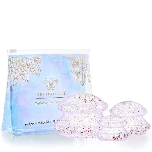 CRYSTALLOVE Bańki silikonowe do masażu ciała z brokatem