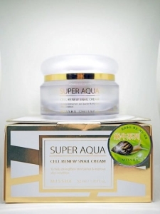 MISSHA Krem z wyciągiem ze śluzu ślimaka odbudowujący komórki, Super Aqua Cell Renew Snail Cream 52ml