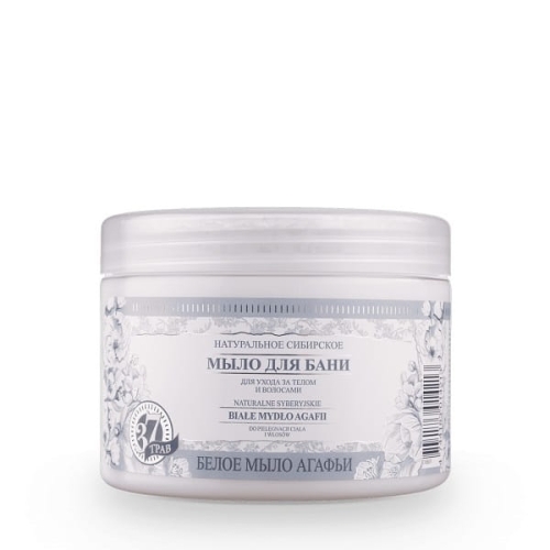 Babuszka Agafia Naturalne, syberyjskie, białe mydło do ciała i włosów 500 ml