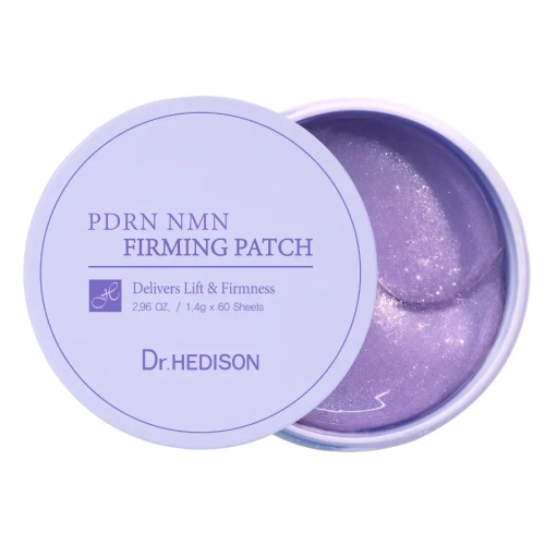 Dr.HEDISON PDRN NMN Firming Patch hydrożelowe płatki pod oczy ujędrniające w fioletowym opakowaniu